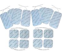 Healthcare World Set Di Elettrodi TENS/EMS Combinati (16 Pezzi) - 8 Cuscinetti Quadrati 5x5 cm e 8 Grandi 5x10 cm, Ricambi Autoadesivi con Connessione a Spina da 2mm per Dispositivi TPN e Revitive