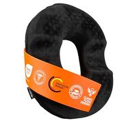 Healthfix Cuscino ortopedico con gel refrigerante e memory foam, cuscino a ciambella per alleviare il coccige nelle emorroidi, nero, per ufficio e auto