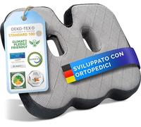 Healthfix® Cuscino ortopedico per ufficio, auto e co.- Seduta ergonomica in memory foam con funzione di alleggerimento del coccige e delle ossa (Soft (45-70 kg))