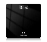 Healthkeep Bilancia Pesapersone Digitale 180 kg, Alta Precisione 0,1 kg, Display LED Retroilluminato,Vetro Temperato 5 mm, Design Ultrasottile, Batterie Incluse