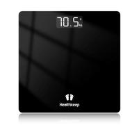 Bilancia personale Healthkeep, bilancia pesapersone con sensori ad alta precisione, bilancia digitale personale con tecnologia step-on, bilancia in vetro di sicurezza, nera 26 cm*26 cm