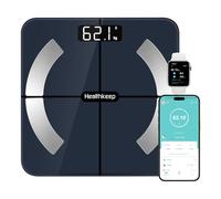 Healthkeep Bilancia Pesa Persona, Bilancia connessa Bluetooth Impedenzimetro Pesa Persone Alta Precisione con 13 Analisi della Composizione corporea App Inclusa, Capacità 180kg/400lb, 28x28cm