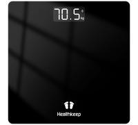 Bilancia personale Healthkeep, bilancia pesapersone con sensori ad alta precisione, bilancia digitale personale con tecnologia step-on, bilancia in vetro di sicurezza, nera 26 cm*26 cm