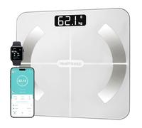 Healthkeep bilancia pesapersone professionale 4 elettrodi con app, bilancia impedenziometrica digitale massa grassa BMI