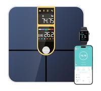 Healthkeep Personenwaage, angeschlossen, Bluetooth, mit 2 VA-Bildschirmen und ITO-Beschichtungstechnologie, 16 Körperdaten mit Herzfrequenz, App, für Android und iOS 180 kg/400 lb, goldfarben