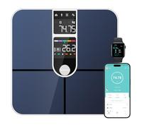 Healthkeep Personenwaage, angeschlossen, Bluetooth, mit 2 VA-Bildschirmen und ITO-Beschichtungstechnologie, 16 Körperdaten mit Herzfrequenz, App, für Android und iOS 180 kg/400 lb, silberfarben