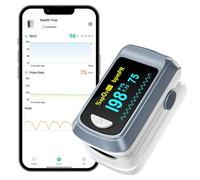HealthTree Pulsossimetro Bluetooth da dito, monitor della saturazione di ossigeno nel sangue e monitor della frequenza cardiaca per Apple e Android, con schermo OLED incluso, 2 batterie AAA e cordino