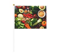 Healthy Food - Mini bandiera bianca con asta solida, colori vivaci e resistente allo sbiadimento, bandiere tenute in mano con lancia