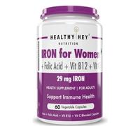 HealthyHey Integratore di ferro per donna 100% chelato con vitamina B12 - 60 ...