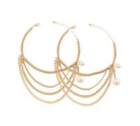 Healvian 1 Paio Catena della caviglia nappa catena di scarpe per stivale catene di stivali gioielli di avvio ciondoli per lacci delle scarpe cavigliera Metallo Golden