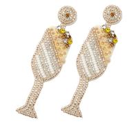 Healvian 1 Paio orecchini con bicchiere di orecchini da sposa per le spose Orecchini a goccia di perline Orecchini di perline orecchini pendenti per il matrimonio Metallo Beige