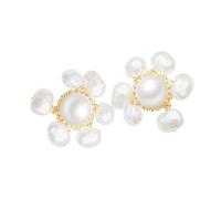 Healvian 1 Paio Orecchini di perle orecchini circolari orecchini dormienti acciaio perno dell'orecchio penzolante orecchini per donna orecchini decorativi lega bianca