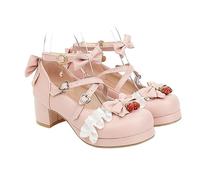 Healvian 1 Paio Scarpe Decorate Con Fiocco Scarpe Da Donna Per Donne Nozze in Pelle Alla Moda Coi Tacchi Calzature Con Calzature Da Donna Rosa