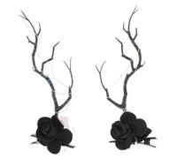 Healvian 1 Paio Tornante Fascia Per Copricapo Di Natale Ratto Arco Costume Divertente Peluche Arredamento Forcine Corno Palchi Cervo Vacanza Volpe Perno Di Renna Resina Black