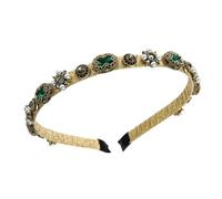 Healvian 1 Pc fascia barocca barrette forcine hair clips hair accessories copricapo d'oro arredamento della testa copricapo intarsiato di strass elegante cerchietto per perla Green