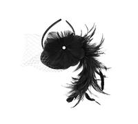 Healvian 1 Pz Cappello a cilindro velo da sposa cappellino da cocktail mini cappello festa del tè accessori per e veli velo cappello fascinator minivelo piuma Black