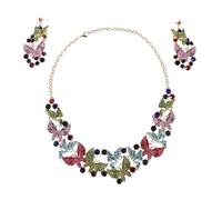 Healvian 1 set di gioielli in cristallo per donna, collana con ciondolo a farfalla e orecchini pendenti, gioielli da sposa con strass per donne, feste di matrimonio e occasioni speciali