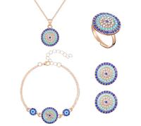 Healvian 1 Set gioielli occhi blu turchi orecchini occhio kit collana braccialetto squisita decorazione del collo kit di gioielli femminili kit collana ad anello lega
