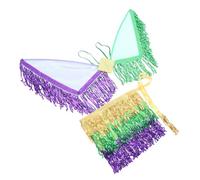 Healvian 1 Set puntello alare paillettes garbo dance sciarpa inter marmitta sciarpa gonna di danza del ventre cintura di danza della pancia gonne da ballo per donna sciarpa alla moda stoffa