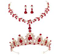 Healvian 1 Set Set di orecchini a della sposa pearl necklace gioielli da sposa per la sposa collane nuziali per spose orecchini da sposa per le spose Lega di zinco rosso