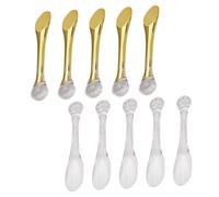 Healvian 10 pezzi Spatole Cosmetiche in Abs per Crema e Occhi Design Ergonomico per Applicazione Precisa e Massaggio Trasparenti e Dorate Strumenti Riutilizzabili per Trattamenti Skincare