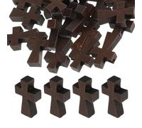 Healvian 100 Pezzi Ciondoli Religiosi Croci in Legno per Creazione Gioielli, Mini Ciondoli Croce Cristiana Leggera per Preghiera e Bomboniere, Accessori Spirituali Artigianali per Chiesa