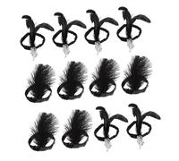 Healvian 12 pezzi Cerchietti Paillettes con Piume Nero per Adulti Accessori Capelli per Party Performance e Costume Vintage Anni Venti