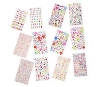 Healvian 12fogli Acriliche Adesive Per Trucco Del Viso Forme Stella e Cuore Colori Vivaci Adesione Sicura Per Lavoretti e Feste Di Halloween