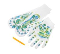 Healvian 1sets Calzini Per Agopressione Plantare Con Punteggiatura Riflessologica Bacchetta Per Massaggio Ai Piedi e Guanti Completo Per Terapia Riflessologica Dei Piedi