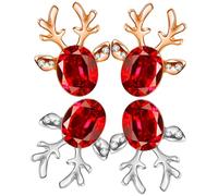 Healvian 2 Paia di Orecchini a Bottone Donna Cristalli a Forma di Renna Natalizia Eleganti Gioielli Pendenti Decorativi per Feste Vacanze e Uso Quotidiano