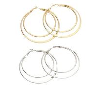 Healvian 2 Paia Doppi orecchini piccolo geometrico numero orecchie piazza forniture per donne orecchino a doppio orecchino cerchi geometrici orecchino da donna lega