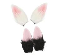 Healvian 2 paia Fermagli Orecchie Coniglio Morbide Peluche Clip Leggere e per Cosplay Lolita Accessori Bunny Ears per Donna Feste Carnevale Halloween