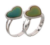 Healvian 2 Pezzi anello termocromico Gioielli d'animo anelli che cambiano l'umore Anelli Boho Gioielli per adolescenti anello donne anello dell'umore che cambia colore lega