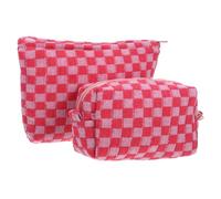 Healvian 2 pezzi Borsa per Cosmetici Checkered Set Capacità per Organizzazione Makeup per Viaggi e