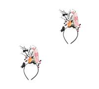 Healvian 2 Pezzi Cerchietto Halloween con Corna e Teschio Fascia e per Feste e Costume Spooky Accessorio per Party Day Of The Dead e