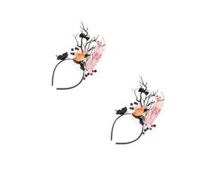 Healvian 2 Pezzi Fascia Halloween Day Of The Dead con Corna Cervo e Teschio Accessorio Spooky per Costume Cosplay Messicana