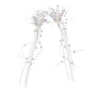 Healvian 2 Pezzi Fermaglio per con nappa a farfalla fermaglio per la sposa molletta Nozze bobby copricapo per sposa decorazione del copricapo da sposa Metallo bianca