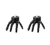 Healvian 2 Pezzi Lanterna a Forma di Mano Teschio per Decorazioni Halloween | Plastica Nera, Uso in Festa e Ambienti, Batteria a Bottone Inclusa, Effetto senza Gocce