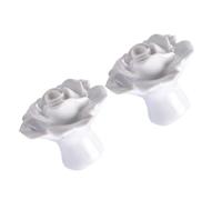 Healvian 2 Pezzi Manopola per Mobile da Cucina in Ceramica a Forma di Rosa Bianca, Resistente e Facile da Installare Vite in Metallo, per Armadietti e Cassetti