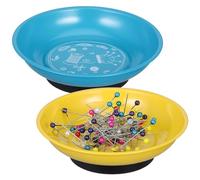 Healvian 2 Pezzi Organizzatore Blu Acciaio Aghi Cucito Magnetico e da a per Inossidabile Forma di Ciotola Gialla, Stabile e Decorativo per Ricamo e Fai da Te