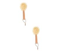 Healvian 2 Pezzi Spazzola da con Manico Spazzola da Bagno Esfoliante in Sisal per La Pulizia di Utensili da Cucina Tazza Padella