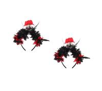 Healvian 2 Pezzi Teschio Day Of The Dead per Donne Cerchietto con Fiori Realistici Accessorio per Halloween e Feste Tema