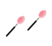 Healvian 2 Pz Spazzola da bagno in silicone spazzola per spazzolone posteriore a manico lungo spazzola massaggiante per scrubber per la schiena da bagno Gel di silice rosa