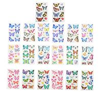 Healvian 20fogli Adesivi Temporanei Farfalle Colorate Per Decorazioni e Body Art Facili Da Applicare Perfetti Per Ragazze e Feste Finti Per Ragazzo Ragazza e Adulti