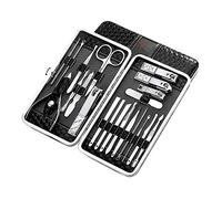 Healvian 21pezzi Manicure in Acciaio Resistente Nero Tagliaunghie Professionale Ergonomico Con Tronchese Cuticole e Unghie Per Mani Facile Da Usare