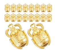Healvian 25 Pezzi Ciondoli a Forma di Coleottero in Metallo Dorato, Set da 25 Pezzi per Creazione di Gioielli Fai da Te, Accessori per Collane, Braccialetti e Portachiavi Design Egiziano