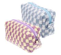 Healvian 2pezzi Cerniera Checkered Organizer Makeup Portatile Per Per e Ragazze Stoccaggio Resistente