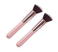 Healvian 2pezzi Pennello Fondotinta Piatto Rosa Leggero e Portatile Setole Morbide Resistenti Per Trucco Casa e Principianti Spazzola Cosmetica Per Make up Femminile