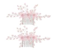 Healvian 2pezzi Pettine per Capelli Sposa Dettagli Floreali Intrecciati Mano Accessori per Capelli da Sposa Cristalli Artificiali Fermaglio da Leggero e Comodo per Matrimoni e Eventi Fo