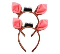 Healvian 2pezzi Pig Ear Headband Decorative Cosplay Accessory for Kids and Adults Cute Animal Ears for Themed Parties and Carnivals